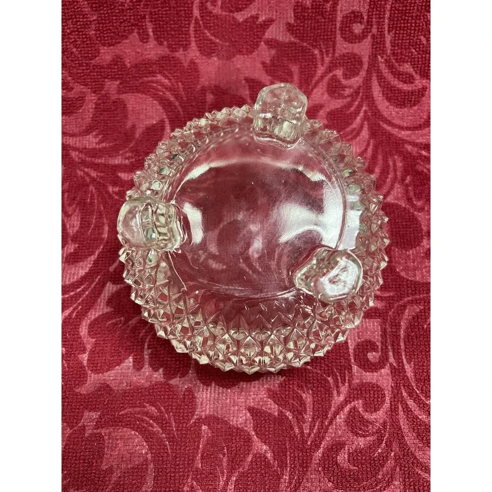 Elegant Crystal Glass Diamond Cut‎ with Scalloped Edge Nut or Candy Bowl (938)